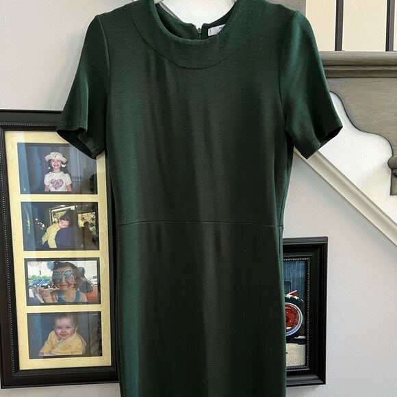 Mango Green Ribbed Fitted MIDI Dress Sz 8 - Picture 1 of 6